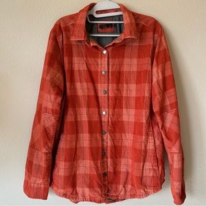 Prana bunt orange soft corduroy shacket flannel size extra large